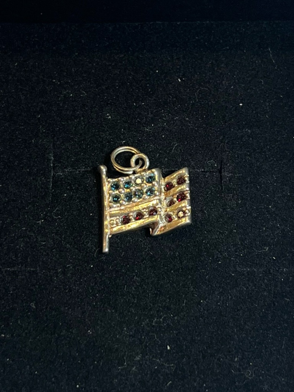 Sterling silver flag charm pendant. Patriotic.